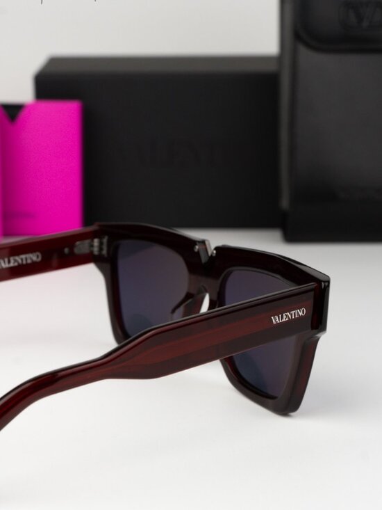 Valentino Women Sunglasses Burgundy Grey Square V-GOLD I VLS-162 C NEW AUTHENTIC main image 7